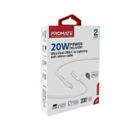 Promate 20W Power Delivery Fast Charging USB-C to Lightning 2M Cable (PowerLink-200)