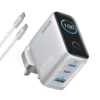 Anker Charger (100W, 3PORTS, Smartdisplay) Silver